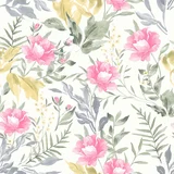 Papel De Parede Floral Aquarela Bco Rs