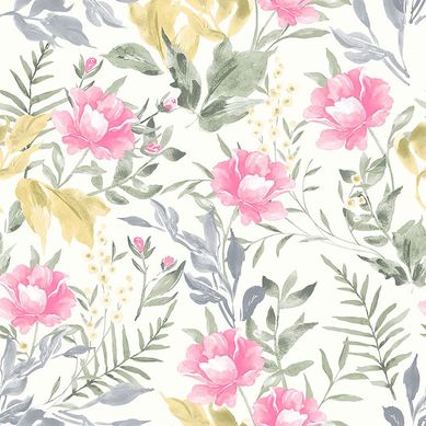 Papel De Parede Floral Aquarela Bco Rs
