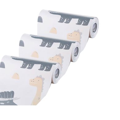Kit com 3 Papeis de Parede Dinossauro Cinza
