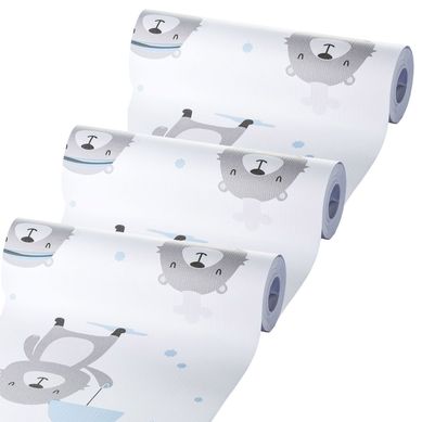 Kit com 3 Papeis de Parede Ursinhos Azul