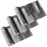 Kit com 3 Rolos Papel de Parede Madeira Grafite