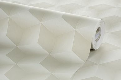 Papel de Parede Geomtrico Cubo 3D Bege