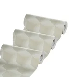 Kit com 3 Rolos Papel de Parede Geométrico 3D Bege