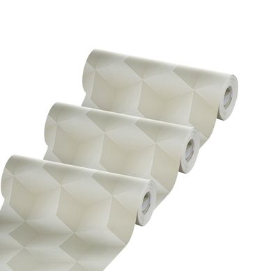 Kit com 3 Rolos Papel de Parede Geomtrico 3D Bege