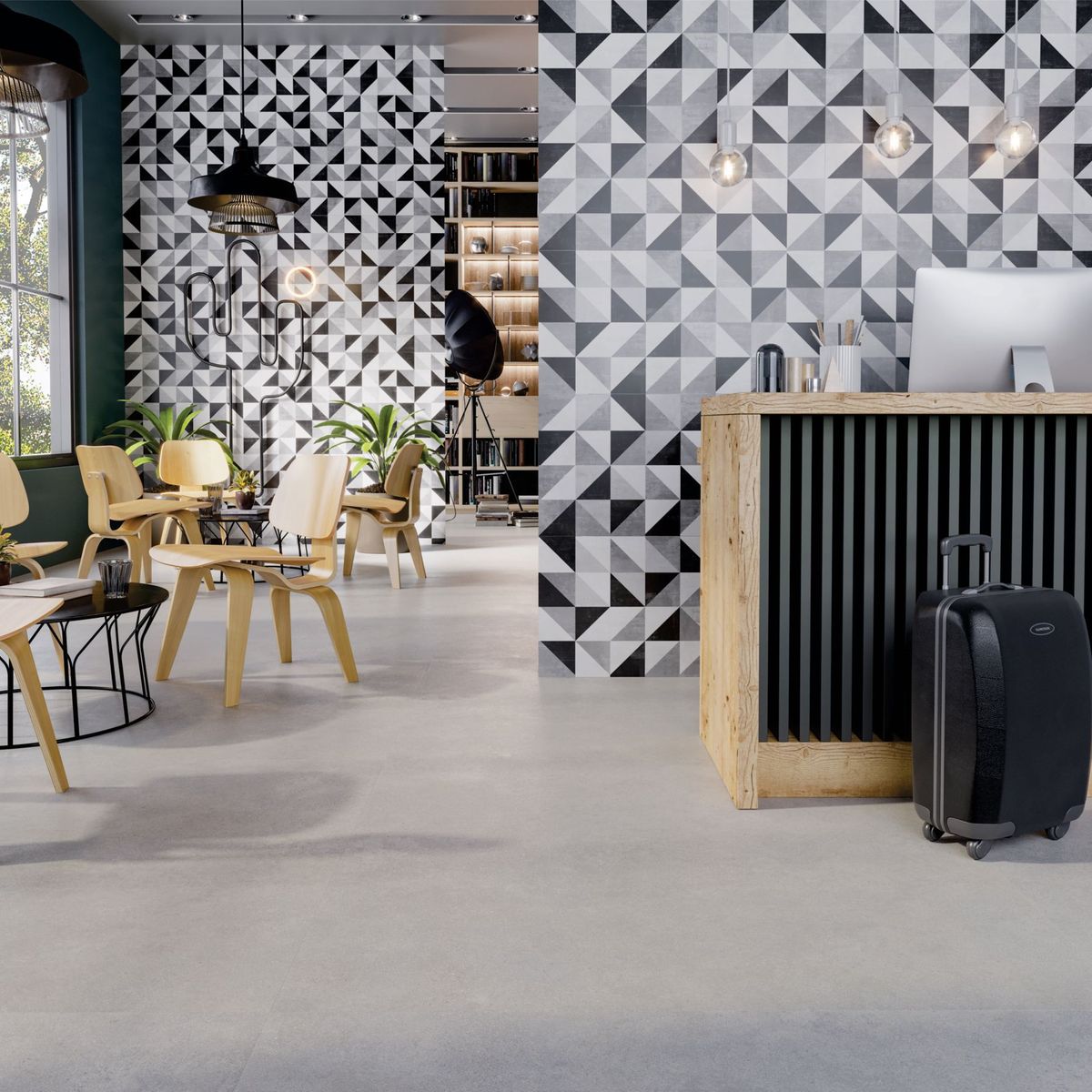 Revestimento Veneto Acetinado 45x90cm Retificado caixa com 2,00m² Preto e Branco Biancogres, marca Biancogres - Foto 2