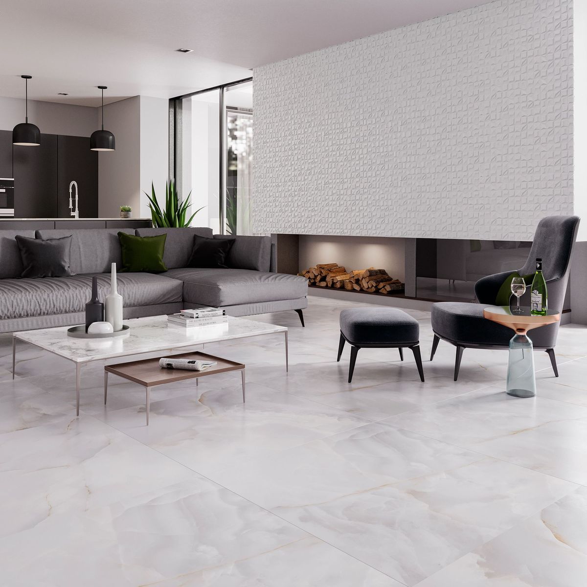 Piso Porcelanato Polido Retificado Bege Interno 90x90cm Onix Bianco Lux Biancogres Caixa 2,4m², marca Biancogres - Foto Principal