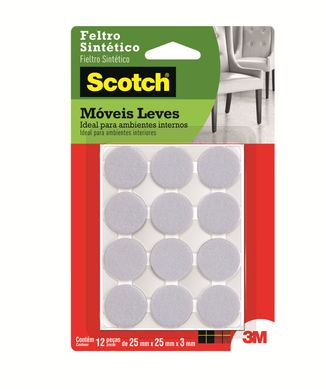 Feltro Sinttico para Mveis Leves 3M Scotch Redondo Branco Mdio - 12 unidades