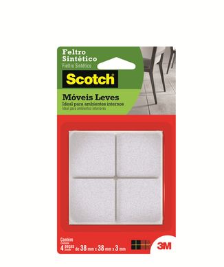 Feltro Sinttico para Mveis Leves 3M Scotch Quadrado Branco Extra Grande - 4 unidades