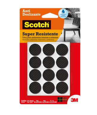 Protetor Antideslizante 3M Scotch Redondo Preto Mdio - 12 unidades