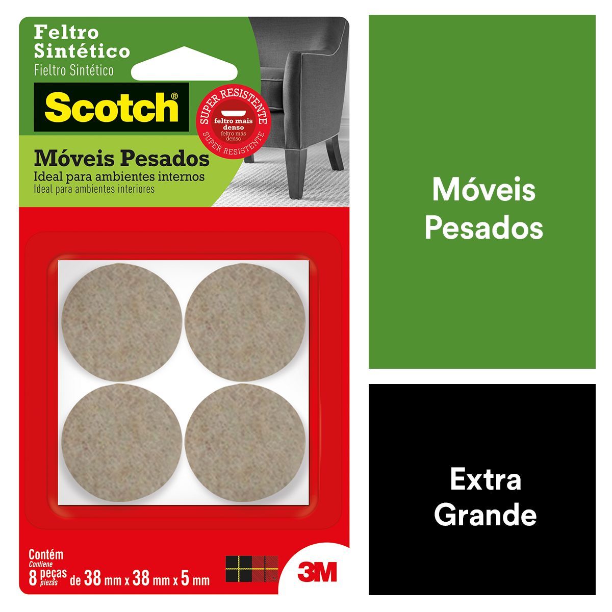 Feltro Móveis Pesados Redondo Médio 3M, marca 3m - Foto 2