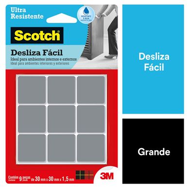 Protetor Ultraresistente Desliza Fcil 3M Scotch Quadrado Cinza Mdio - 9 unidades