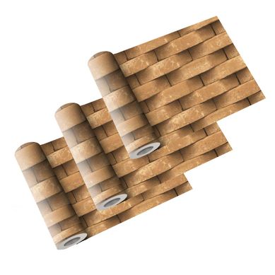 Kit com 3 Papeis de Parede Tijolos Descascados 50x1000 cm Marrom