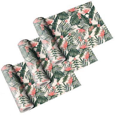 Kit com 3 Rolos Adesivo Contact 45x200cm Folhagem Tropical