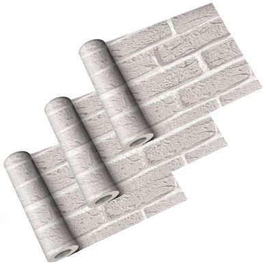 Kit com 3 Rolos Adesivo Contact 45x200cm Tijolo Branco