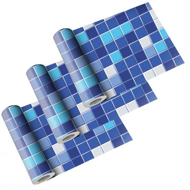 Kit com 3 Rolos Adesivo Contact 45x200cm Pastilha Azul
