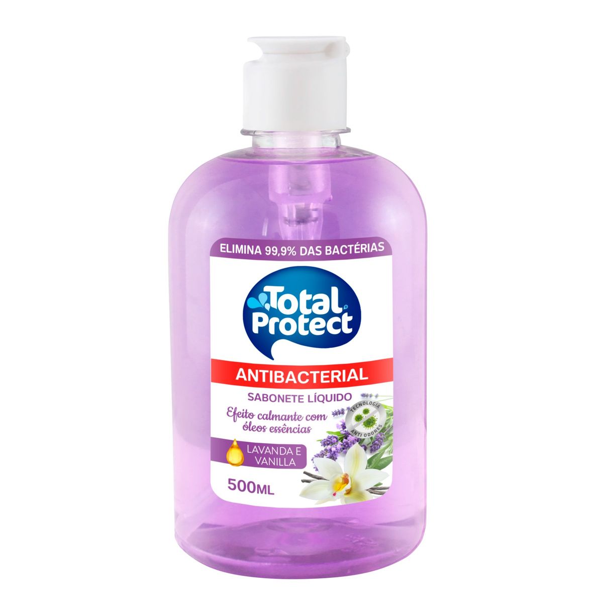 Sabonete Líquido Bactericida Lavanda e Vanila 500ml, marca Total Protect - Foto Principal