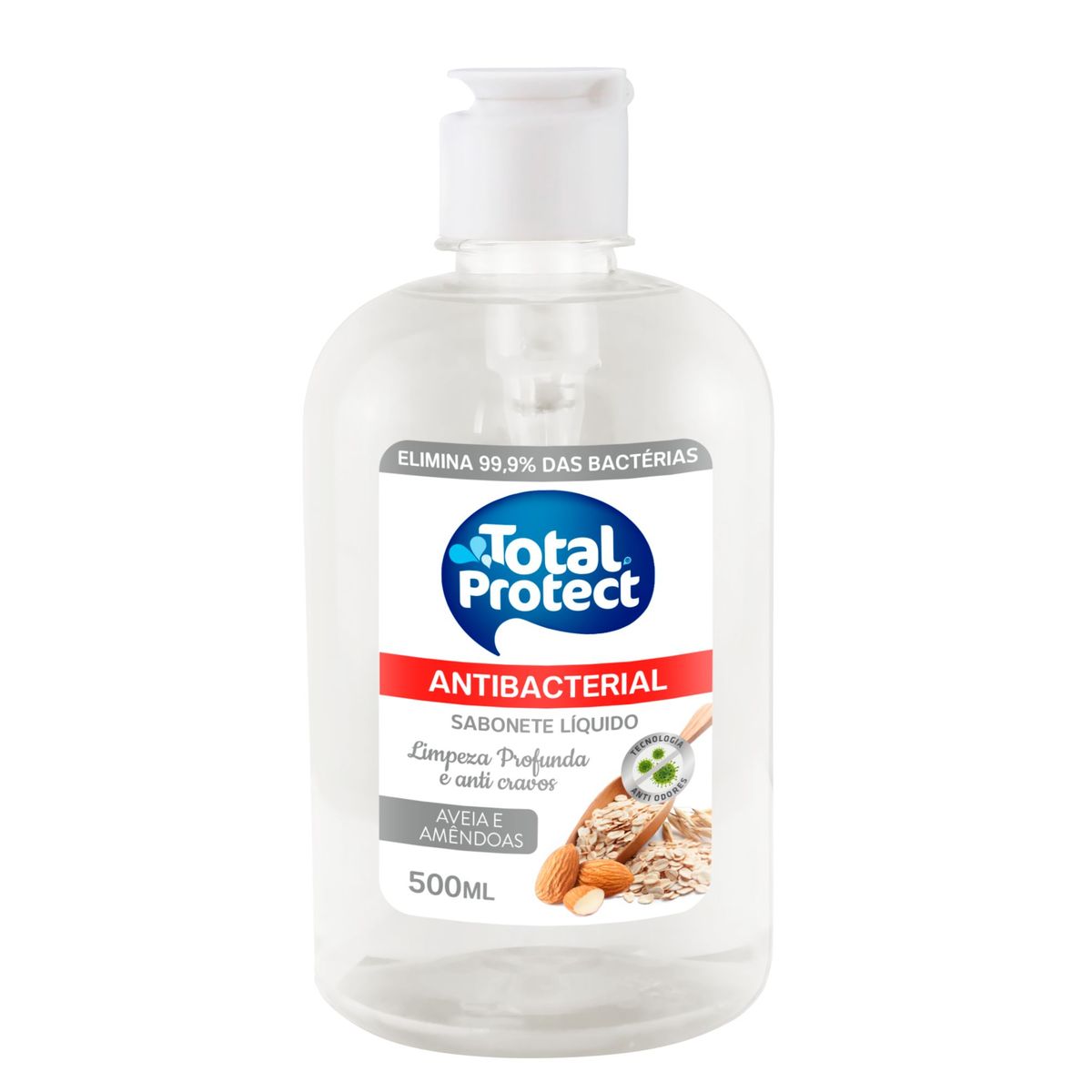 Sabonete Líquido Bactericida Amendoa e Aveia 500ml, marca Total Protect - Foto Principal