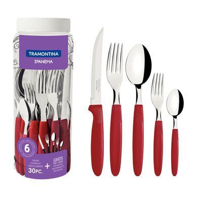 Faqueiro Inox 30 Peas Ipanema Vermelho