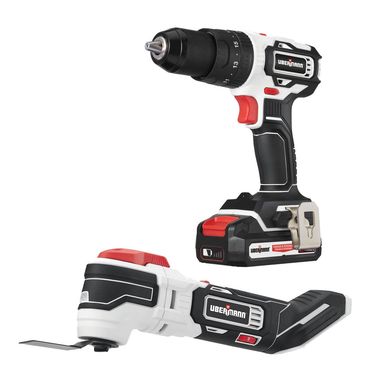 Kit 1 Furadeira sem Fio 2X2.0Ah 120-60Hz 20V + 1 Multiferramentas sem Fio 20V Ubermann