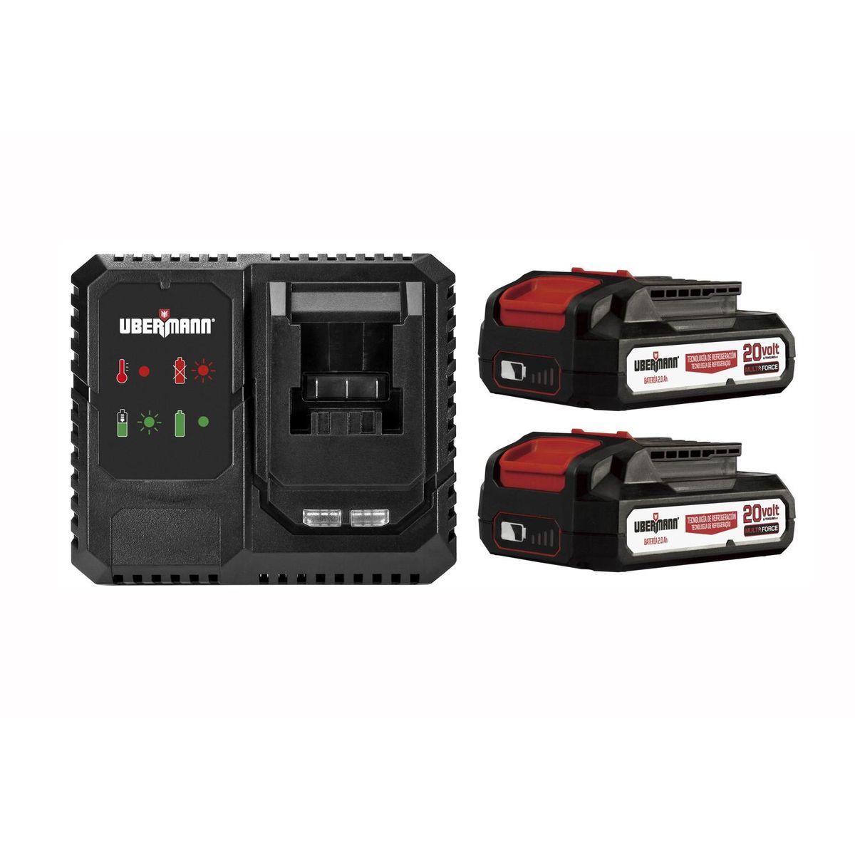 Kit Carregador + 2 Baterias 2.0ah 127v Ubermann, marca Ubermann - Foto Principal