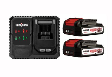 Kit Carregador  20V 220V com 2 Baterias 2.0Ah Ubermann