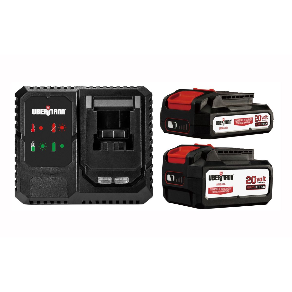 Kit Carregador + 2 Baterias 2.0ah / 4.0ah 220v Ubermann, marca Ubermann - Foto Principal