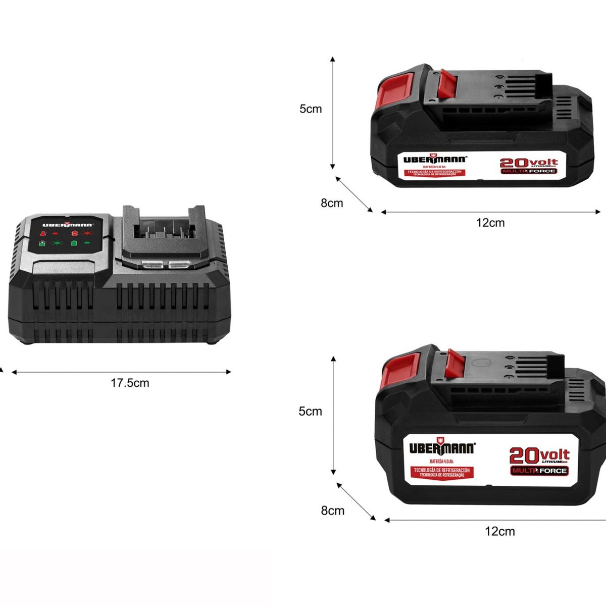Kit Carregador + 2 Baterias 2.0ah / 4.0ah 220v Ubermann, marca Ubermann - Foto 2