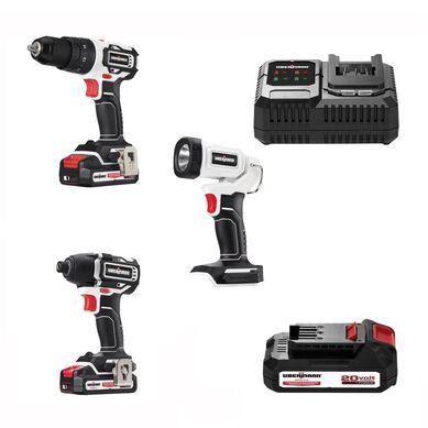 Kit Furadeira de Impacto+Chave Impacto sem Fio 120-60Hz 20V + 1 Holofote sem Fio 20V Ubermann