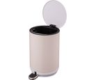 Lixeira 5l Metal Redonda com Pedal Bege Just Home Collection