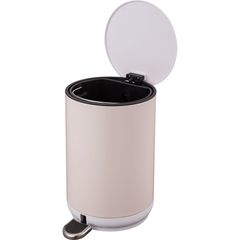 Lixeira 5l Metal Redonda com Pedal Bege Just Home Collection