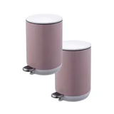 Combo com 2 Lixeiras com Pedal Rosa 5 Litros
