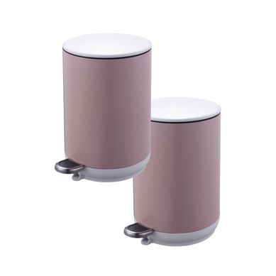Combo com 2 Lixeiras com Pedal Rosa 5 Litros