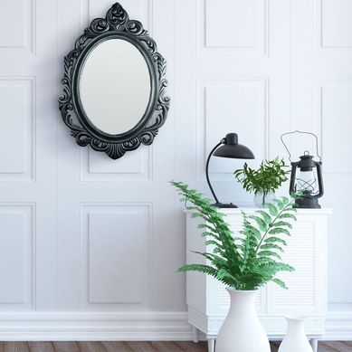 Espelho Oval Baroque Prata 77X52 cm