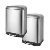 Combo com 2 Lixeiras com Pedal Retangular Inox 12 Litros