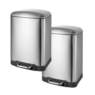 Combo com 2 Lixeiras com Pedal Retangular Inox 12 Litros