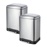 Combo com 2 Lixeiras com Pedal Retangular Inox 6 Litros