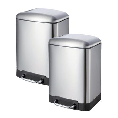 Combo com 2 Lixeiras com Pedal Retangular Inox 6 Litros