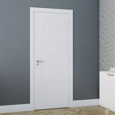 Porta Montada de Giro Frisada Madeira Solida MDP Branco UV Acabado Direita215x88x14cm Elegance