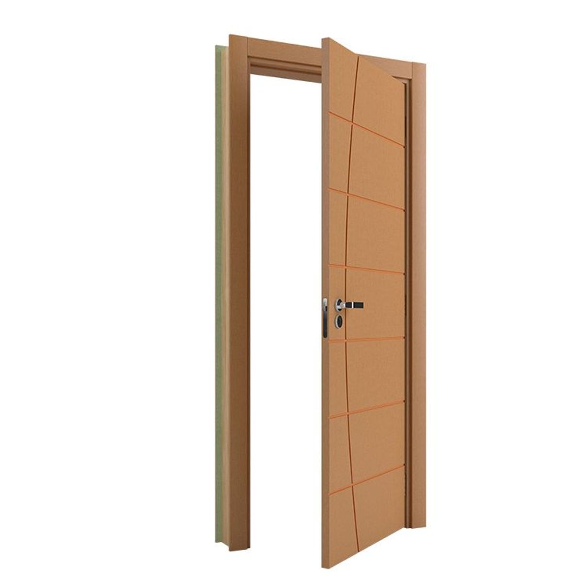 Porta Montada de Giro Frisada Madeira Solida MDP Freijó Acabado Direita 215x88x14cm Elegance, marca Vert - Foto 2