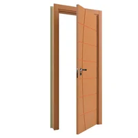 Porta Montada de Giro Frisada Madeira Solida MDP Freijó Acabado Direita 215x88x14cm Elegance