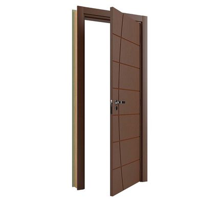 Porta Montada de Giro Frisada Madeira Solida MDP Ip Acabado Esquerda 215x88x14cm Elegance