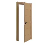 Porta Montada de Giro Frisada Madeira Solida MDP Freijó Acabado Esquerda 215x88x14cm Bella