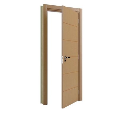 Porta Montada de Giro Frisada Madeira Solida MDP Freij Acabado Esquerda 215x88x14cm Bella