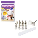 Kit com Saco de Confeitar+Bicos + Jogo de Confeitaria 16 Peças Branco