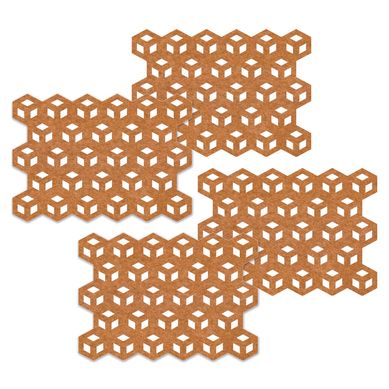 Kit com 4 Jogos Americanos Poligonos Laranja Cia Laser