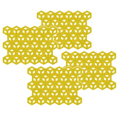 Kit com 4 Jogos Americanos Poligonos Amarelo Cia Laser