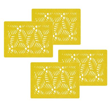 Kit com 4 Jogos Americanos Folhas Amarelo Cia Laser