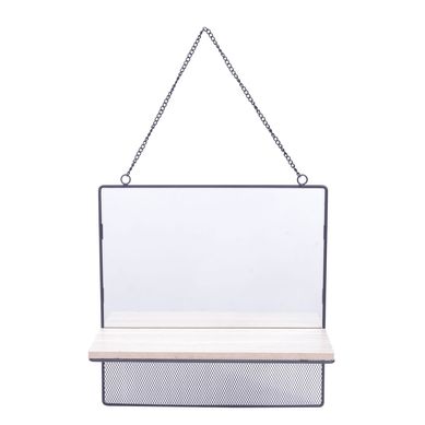 Espelho Emoldurado Com Prateleira De Madeira Square Visions Bege 30X30X1,5Cm