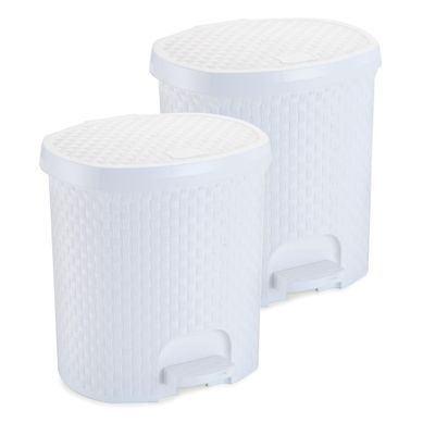 Combo com 2 Lixeiras 6 Litros Com Pedal Rattan Branca
