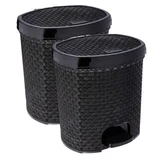 Combo com 2 Lixeiras 6 Litros Com Pedal Rattan Preta